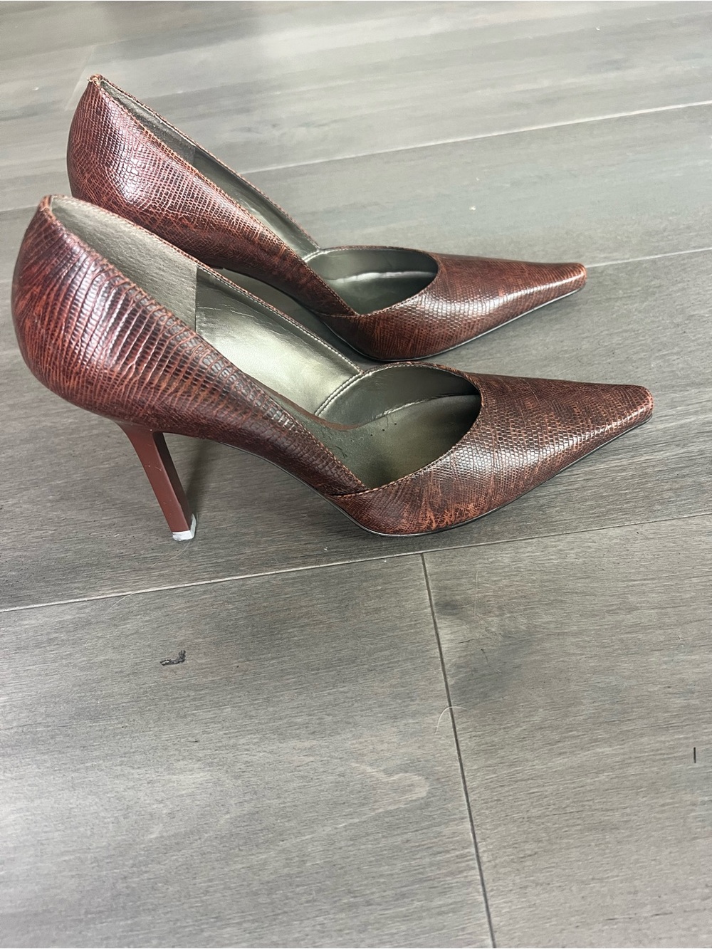 BCBGirls Textured Dark Brown Pointed Stiletto Pumps